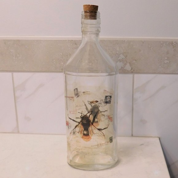 Insect Decorated Corked Glass Bottle - Picture 3 of 5